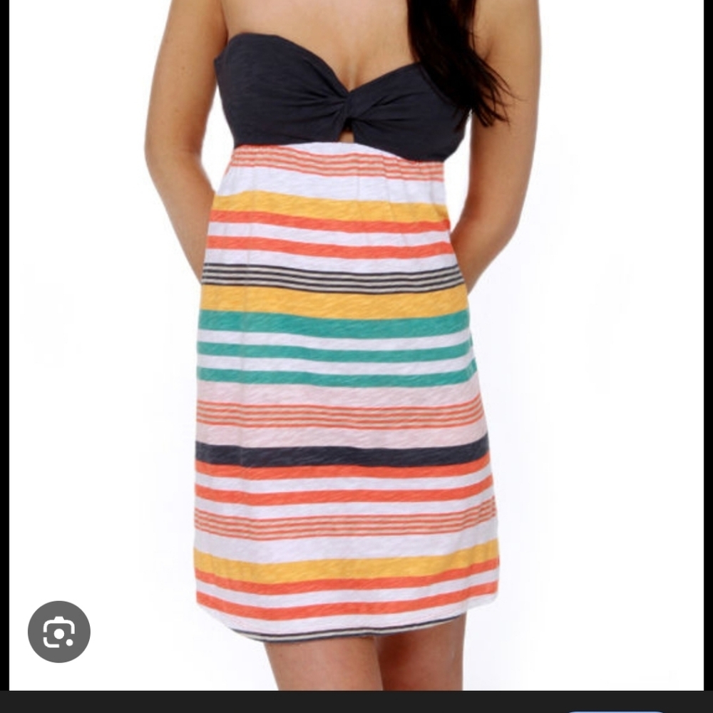 💙 Roxy Deep Blue Striped Bandeau Dress